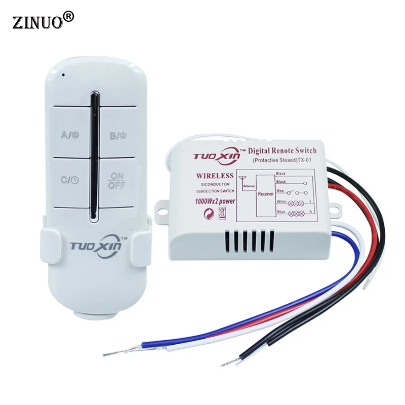 

1 Set 2 Way 220V Wireless ON/OFF Digital RF Remote Controller Switch Receiver Transmitter For LED Ceiling Panel Lamps Bulbs