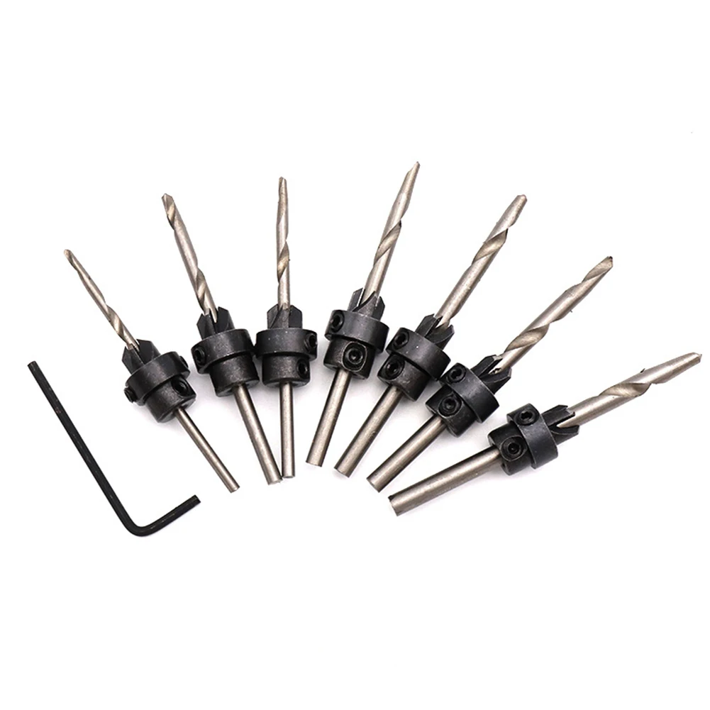 High Quality 1set Tapered Drill Countersink Bit Screw Kit Wood Hole for