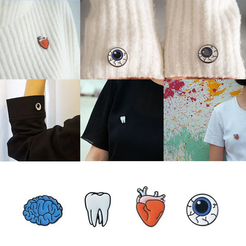 

Sale 1 Pc Women Fashion Eye Heart Brain Human organs Brooch Collar Pin Jewelry Accessories 4 Styles