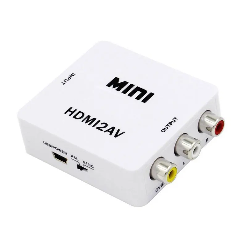 

AHHROOU Original HD 1080P HDMI To AV/RCA CVBS Adapter Mini HDMI2AV Video Converter Box For HDTV TV PS3 Computer PC VCR NTSC