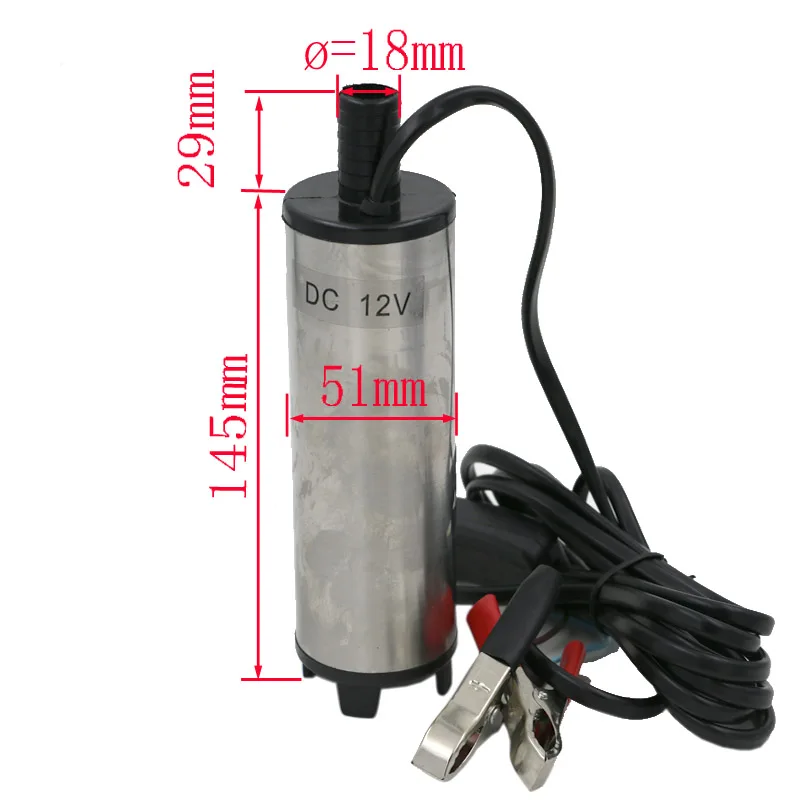 38mm 51MM DC 12v water oil diesel fuel transfer pump submersible pump scar camping fishing submersible switch stainless steel