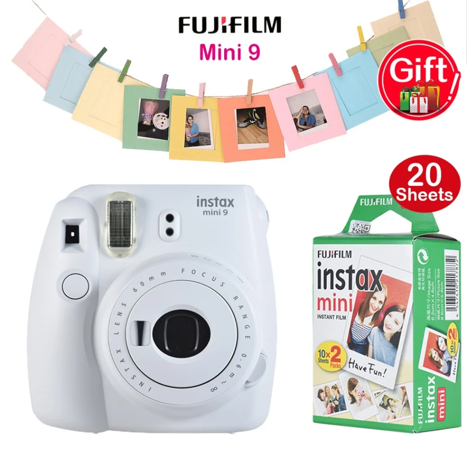 Fujifilm Instax Mini 9 камера мгновенная камера пленочная камера+ 20 листов мини 8 мгновенная белая пленка+ " Фото Картина Настенная рамка - Цвет: White