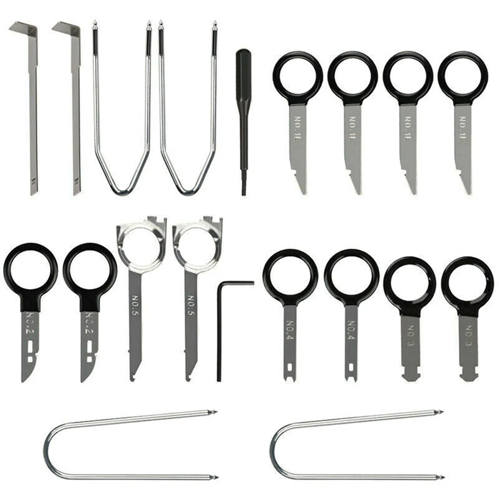 

20pcs/set Disassembly Tools Radio Removal Keys Din Removal U-Hooks Hex Wrench Pentagon Wrench for Cars Auto Audio Vehicle Dash