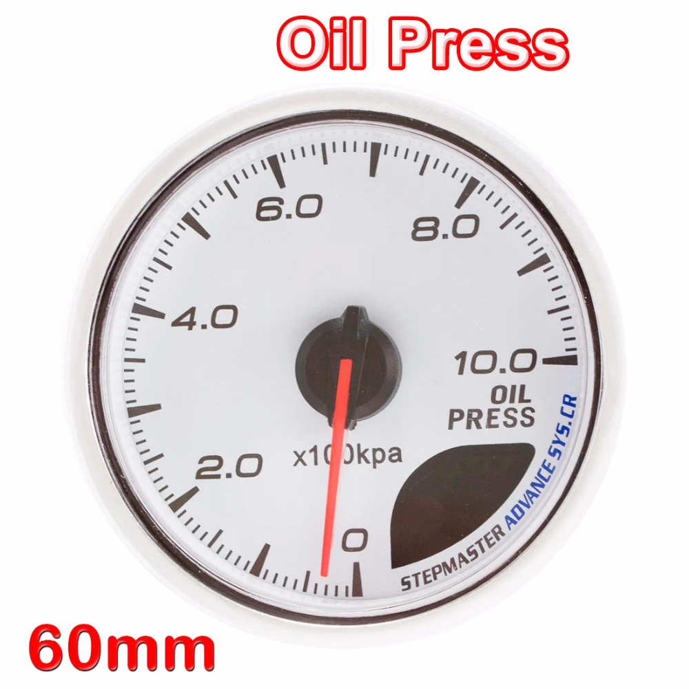

DRAGON GAUGE OIL PRESS Car Gauge 60mm 0~1000 KPA Pressure 12V Mechanical Meter White Dial Face Silver Bezel