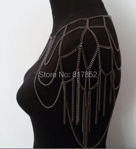 

FREE SHIPPING! NEW STYLE BY412 GRAY PLATED CHAINS SHOULDER JEWELRY MULTILAYERS CHAINS BODY JEWELRY 3 COLORS