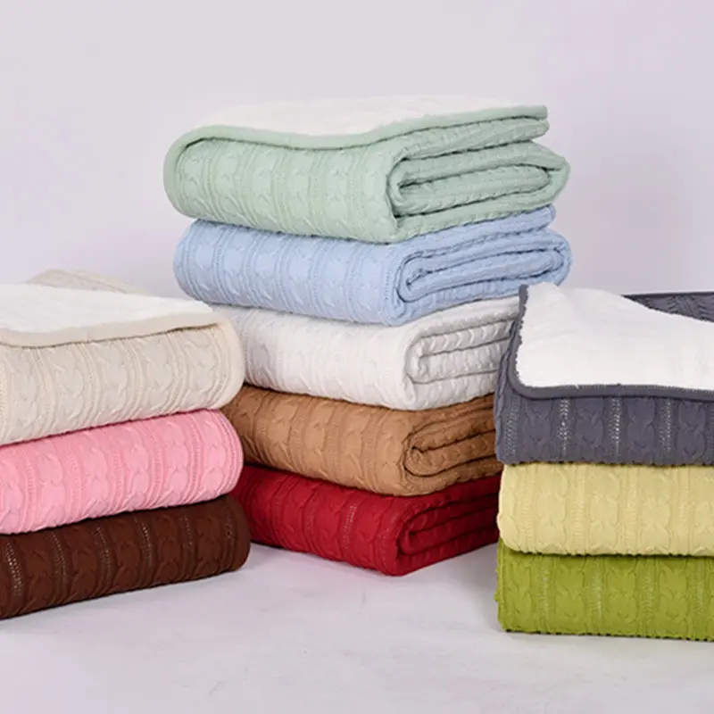 New arrival 100% cotton fashion high quality knitted blanket with soft wool for sofa/bed/home beige/red/green/brown/gray color | Дом и сад
