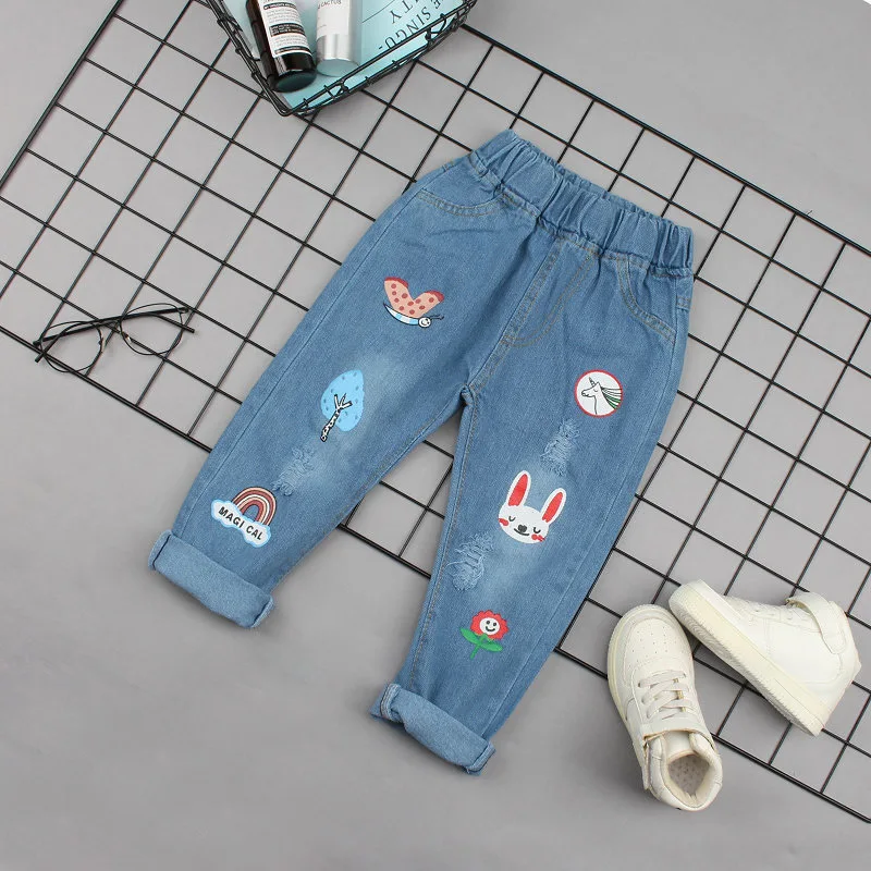  IENENS Fashion Children Girls Jeans Long Pants Kids Baby Girl Denim Pants Clothing Spring Light Col