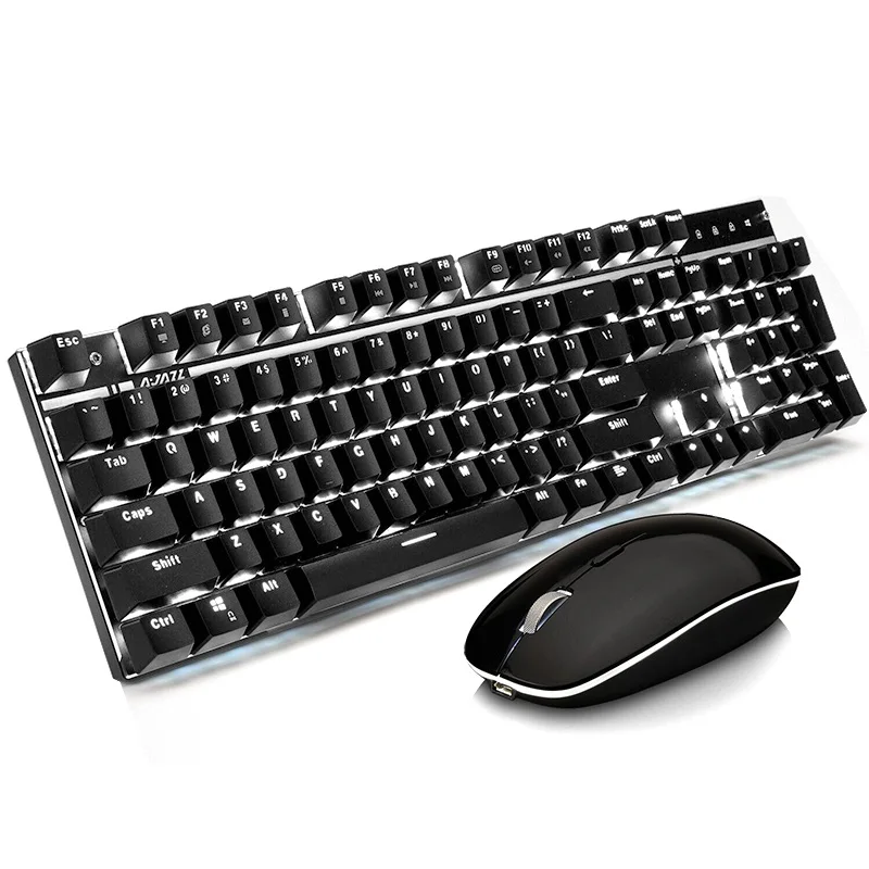 Ajazz A3008 2 4G Беспроводная перезаряжаемая игровая клавиатура и мышь с подсветкой