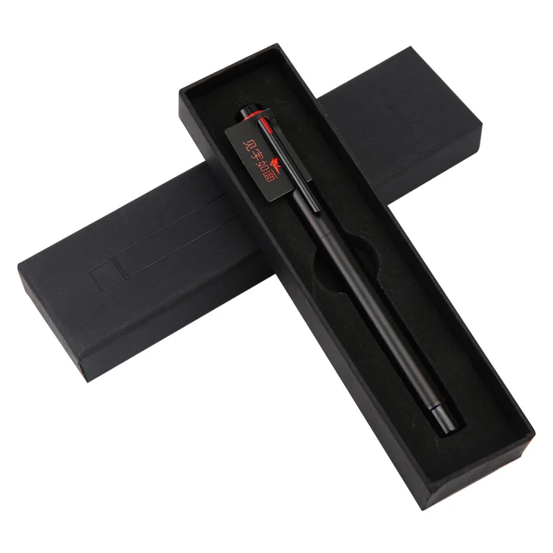Классические черные перьевые чернильные ручки EF перо, гладкие металлические ручки для письма, офисные ручки с оригинальной подарочной коробкой, школьные принадлежности