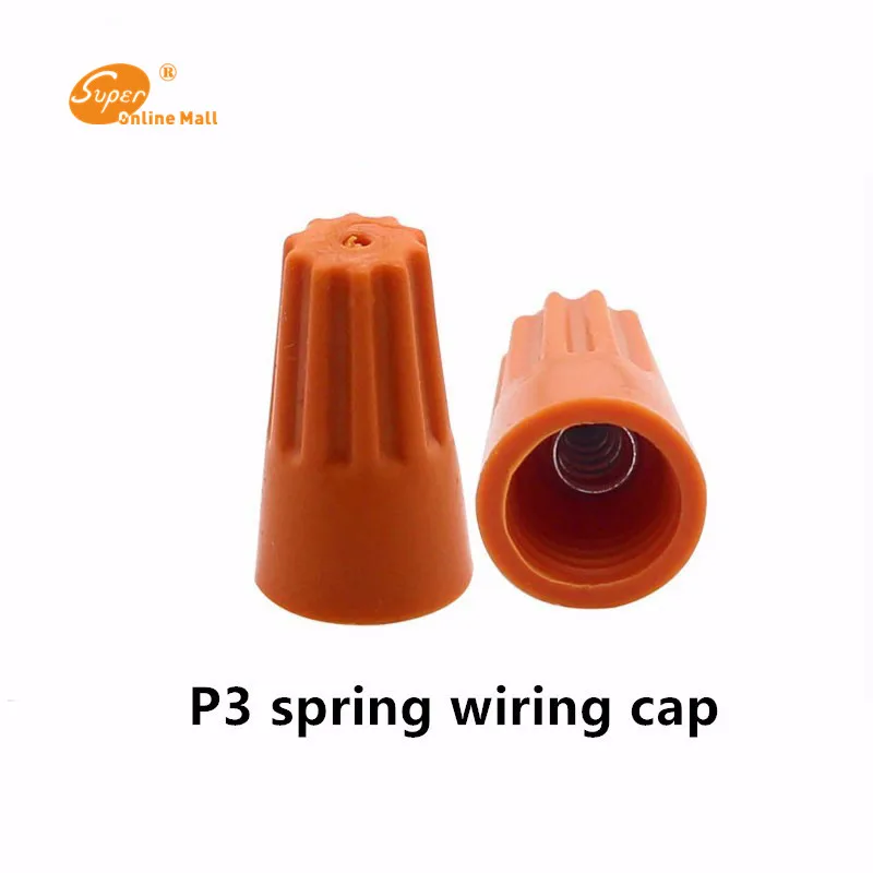 

1000pcs/lot P3 Insulated Electrical Wire Twist Nut Connector Terminals Cap Spring Cable Terminals Insert Assortment Color Orange