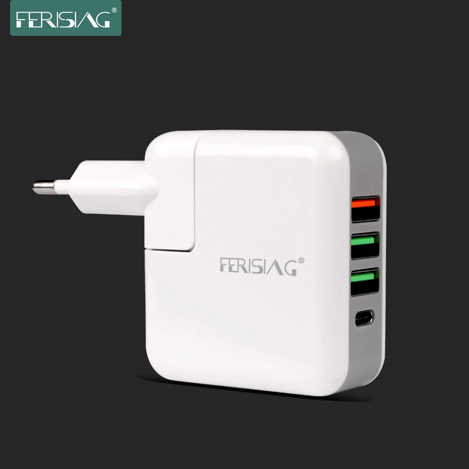 

FERISING 60W USB Type-C Wall Charger QC3.0 QC4.0 Power for Apple MacBook/iPhone XS XR /Xiaomi USB-C Fast PD Quick Charge 3.0 4.0