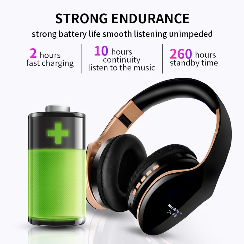2020 Portable Wireless Bluetooth Headphone Music Headset FM and Support SD card With Mic For Mobile xiaomi iphone sumsamg tablet