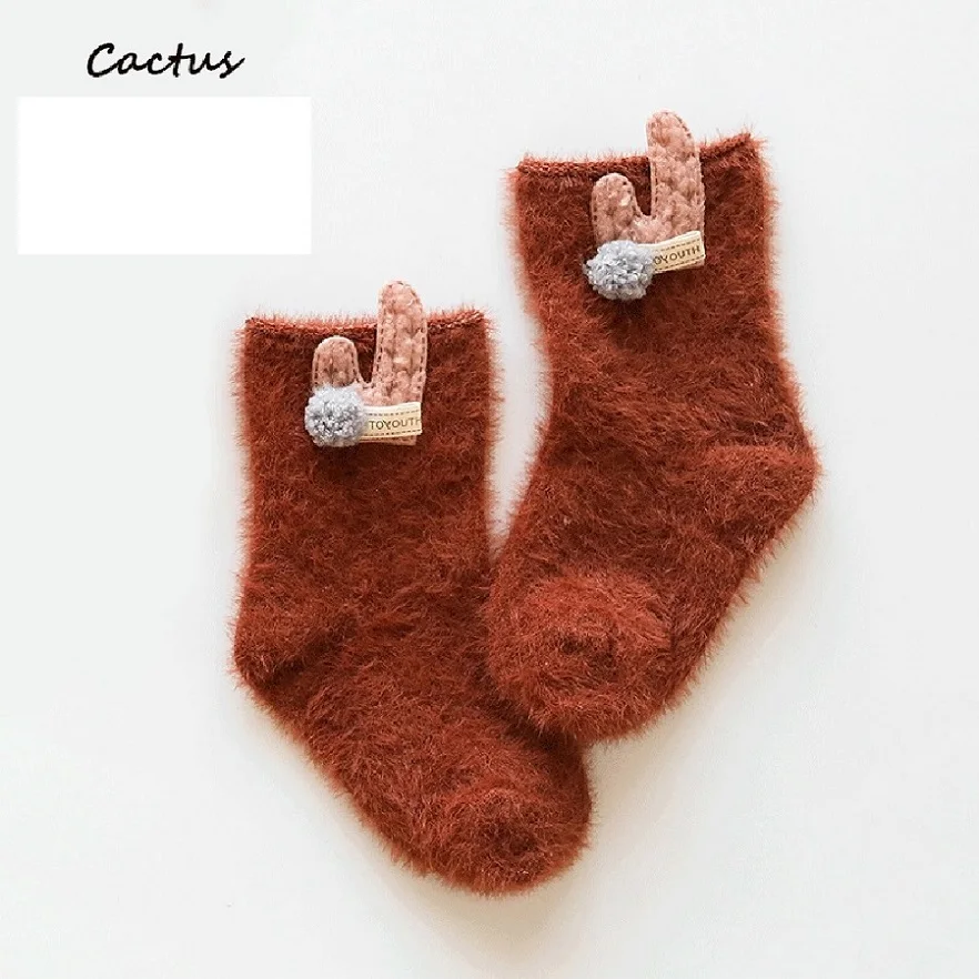 cactus Г. новые осенние и зимние хлопковые носки для малышей, 1 пара милые детские носки с рисунками животных Нескользящие Защитные носки для мальчиков и девочек 0-3Y - Цвет: cactus