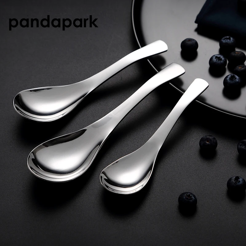 Pandapark 3 piecesstainless Сталь Эрл ложка для риса десерт, мороженое ложкой Кухня серебро Ресторан наборы ложек PPS002