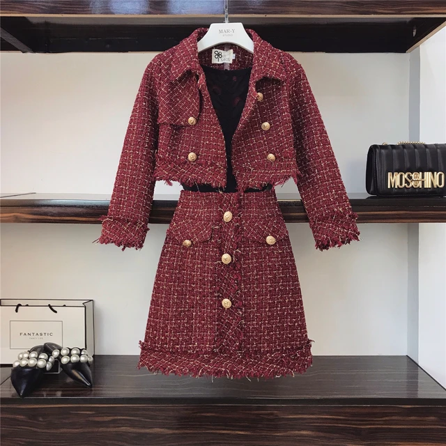 Special Price 2018 Autumn Winter Women's Fashion Small Fragrance Coat Jacket with Thick Tweed Skirt Two-piece Suit Office Lady Skirts Set Special Price 2018 Autumn Winter Women's Fashion Small Fragrance Coat Jacket with Thick Tweed Skirt Two-piece Suit Office Lady Skirts Set