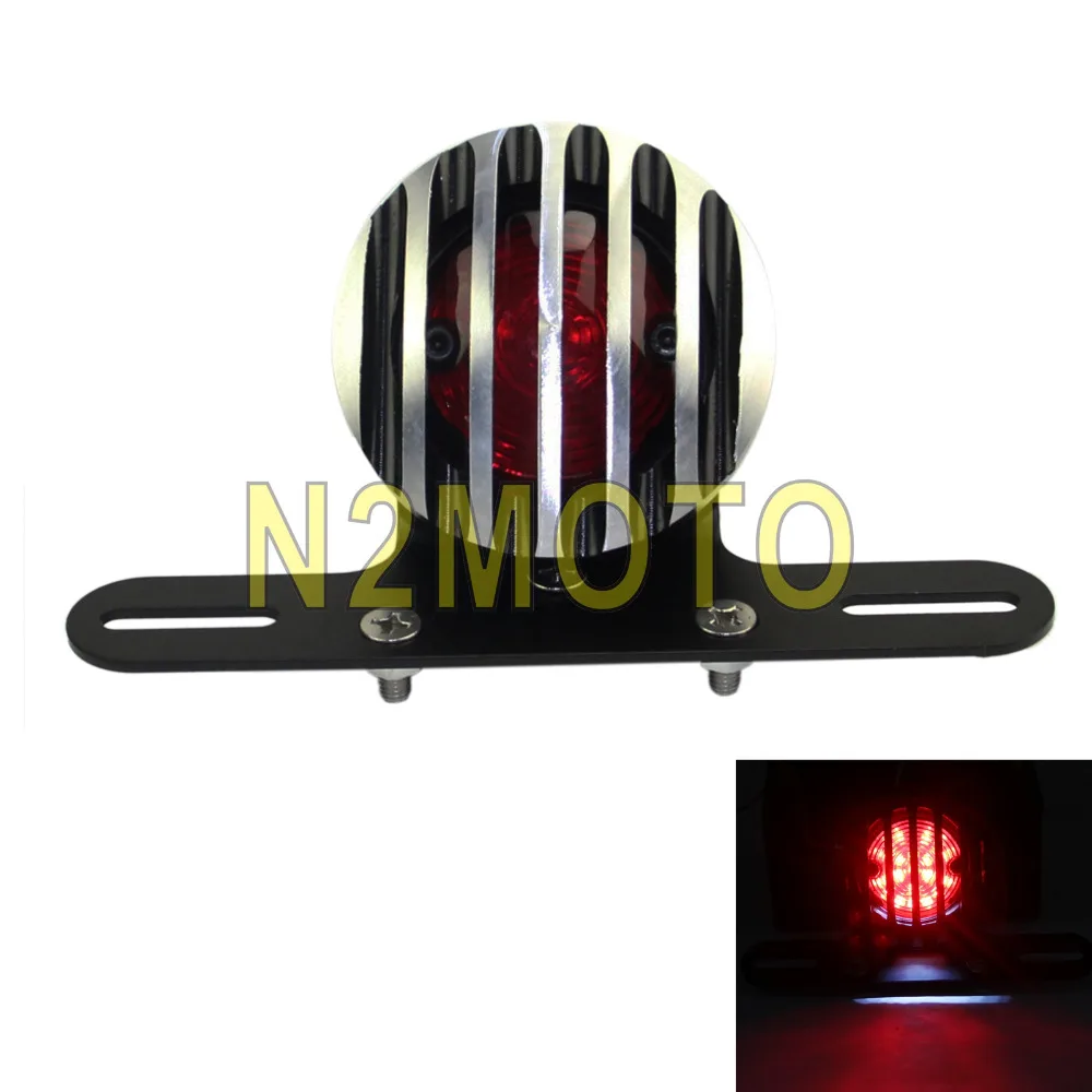 

CNC Aluminum LED Taillights Tail Brake Light Mini License Plate Bracket Stop Lamp Universal for Harley Cafe Racer Chopper