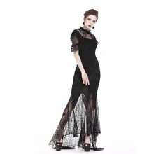 Darkinlove Для женщин Гот бабочка Embroideried высокой талией Кружева Подол Макси ласточкин хвост Обёрточная бумага юбка KW127