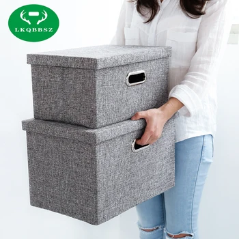 

Home Clothes Storage Boxes Jute Clothing Organizer Bags Container Box Toy Books Sundries Oxford Cloth Storage Case