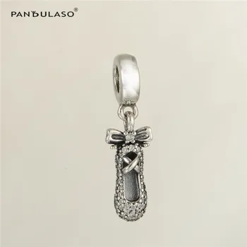 

925 Sterling Silver Jewelry Bead Fits European Silver Charm Bracelet & Choker Dance Shoes Paved Bead For Women DIY Jewelry