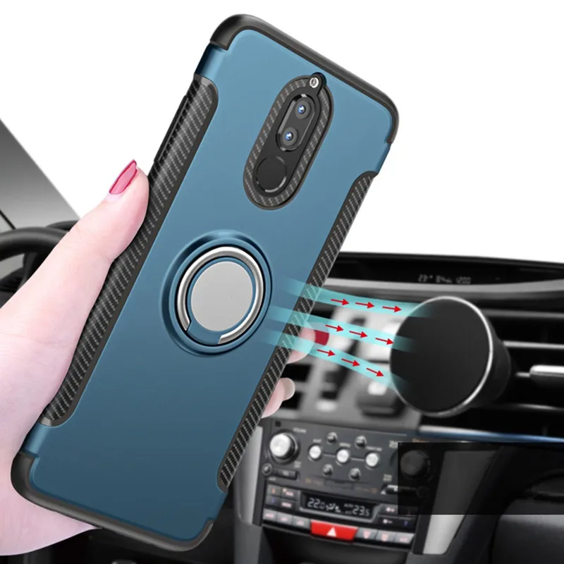 For-Huawei-Mate-10-Lite-Case-Car-Holder-Stand-Magnetic-Suction-Bracket-Finger-Ring-TPU-PC