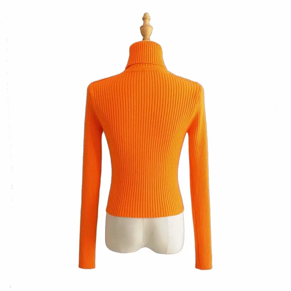 Long sleeved Womens Fall Sweaters turtle neck knitting thin Sweaters Pullovers korean chic casual basic Sweaters streetwear