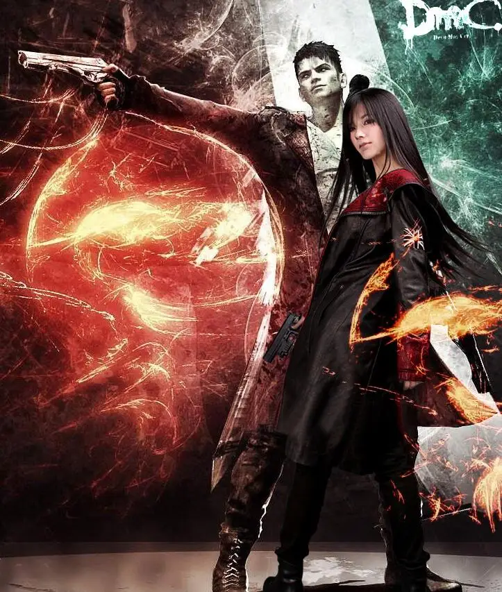 

Athemis Anime Devil May Cry Dante Cosplay Costumes Clothes DMC Thick PU Long Jacket