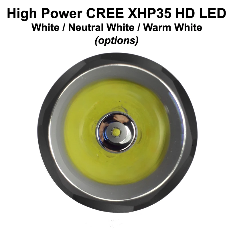 K6HD Cree XHP35 HD белый 6500 К/нейтральный белый 5000 К/теплый белый 3000 К 2600 люмен 5-режим светодиодный фонарик-черный (1x26650)