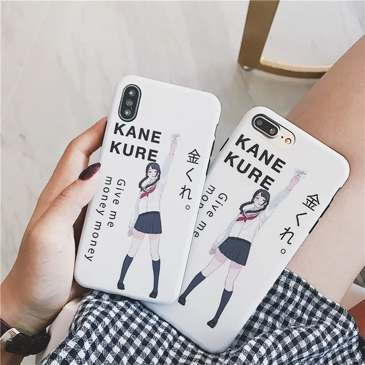 

Kawaii Japanese Anime Girl Phone Case For iPhone 7 7 Puls 6 6S 7 8 Puls X XS Cases Fashion White Soft Silicone Back Cover Coque