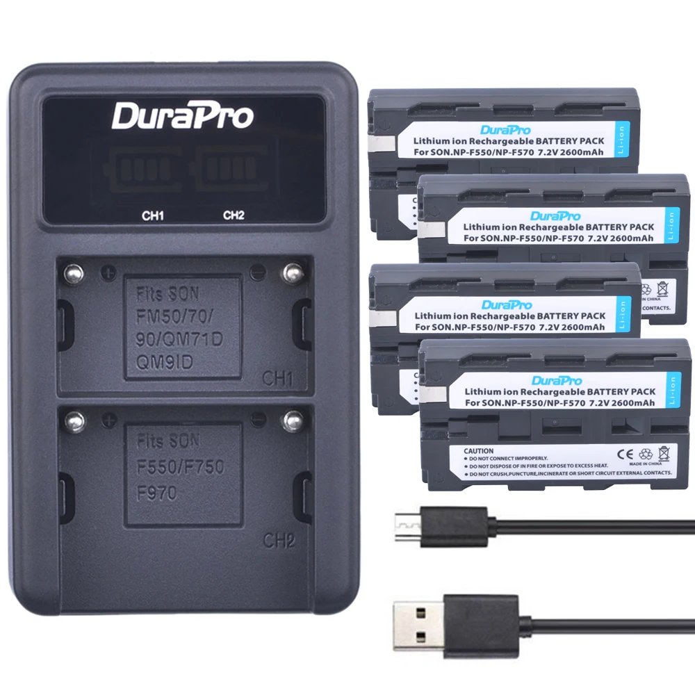 

4pc NP-F550 NP-F570 NP F550 F570 Li-ion battery + LED Dual Charger for Sony NP F570 F970 F960 CCD-SC55 CCD-TRV8 DCR-TRV9 CCD-TR3