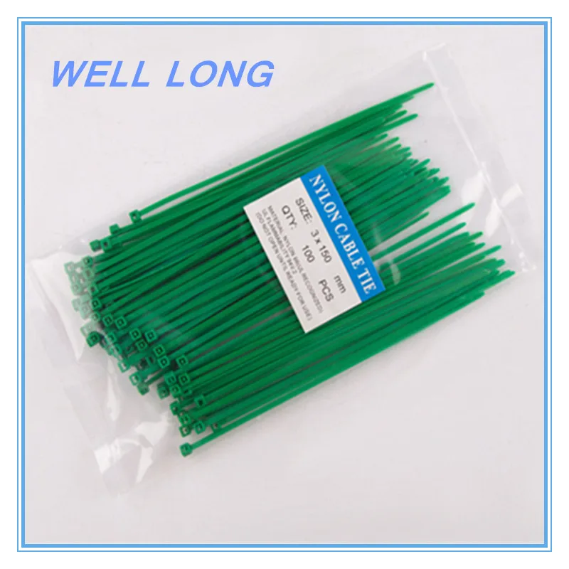 

200pcs/lot 3*150mm Green Self-Locking Nylon Wire Cable Zip Ties, Cable Ties.