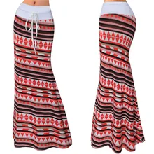 Модная женская Высококачественная строчка с принтом Длинные юбки для дам узкие с эластичным поясом повседневная юбка больших размеров Faldas Largas