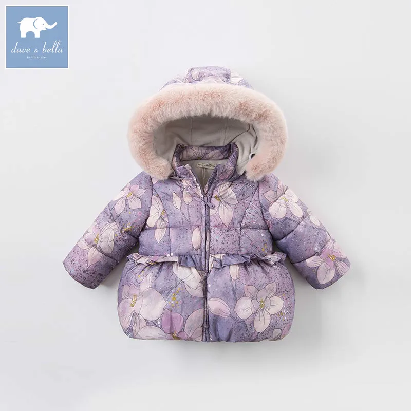 

DBJ6696 dave bella winter baby girl flowers Jackets toddler girls Hooded outerwear children hight quality coat