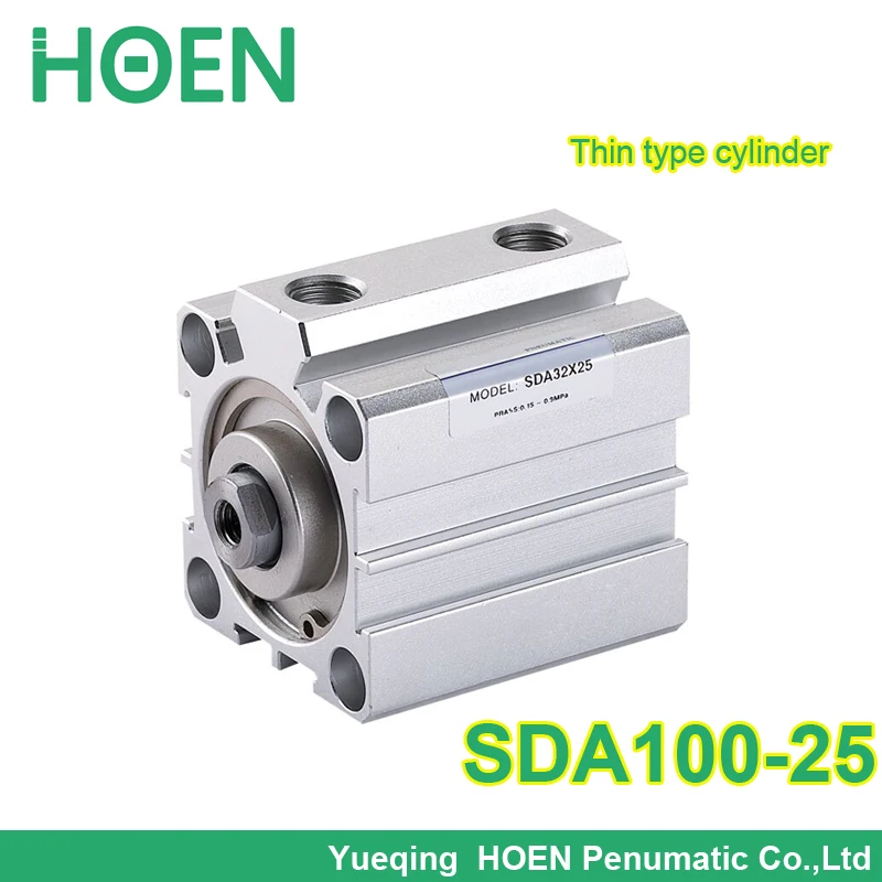 SDA100 25 3/8" Port Size 100mm Bore 25mm Stroke Pneumatic Air Compact Cylinder SDA100*25 Thin