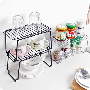 

Iron spice organizer shelf for kitchen makeup cosmetic bathroom organizer rack Stackable housekeeper Kitchen Supplies storage