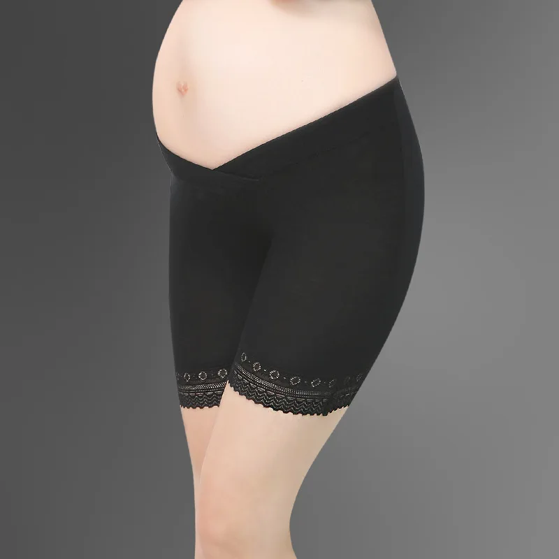 Pregnant Women Leggings Two Pieces Of Security Pants Anti-light Low Waist Maternity Dress Three Points Shorts Lace Summer 4098 |