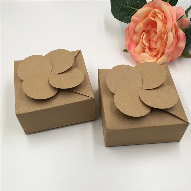 

Blank Vintage Kraft Paper Windmill Box to pack Candy Craft Cookie Toy Earring Small Gift,diy Creative Packaging Box 8x8x3.5cm