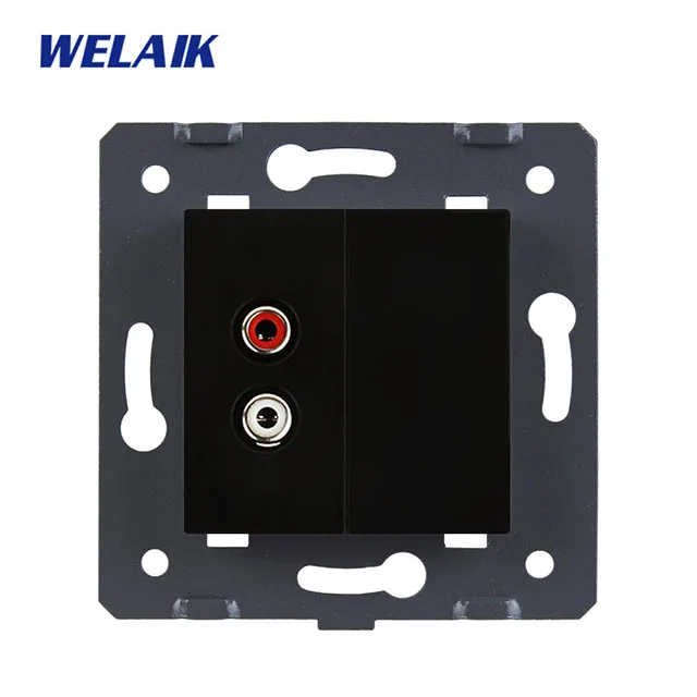 WELAIK EU-standard Audio-Socket DIY-запчасти-настенное аудио-гнездо-без стекла-панель A8AFW/B - Цвет: Black