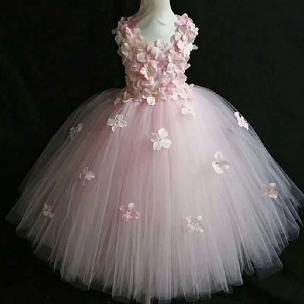 Hydrangea Flower Tutu Dress for Girls Elegant Baby Girl Dress Flowers Girls Ankle Length Wedding Birthday Party Dress Ball Gown (3)