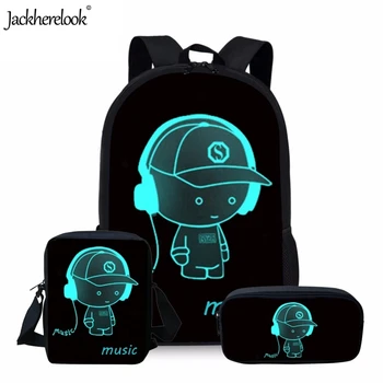 

Jackherelook Luminous Pattern Middle School Students 3PCS Sets Schoolbags Orthopedic Backpacks for Teen Boys Girls Kids Satchel