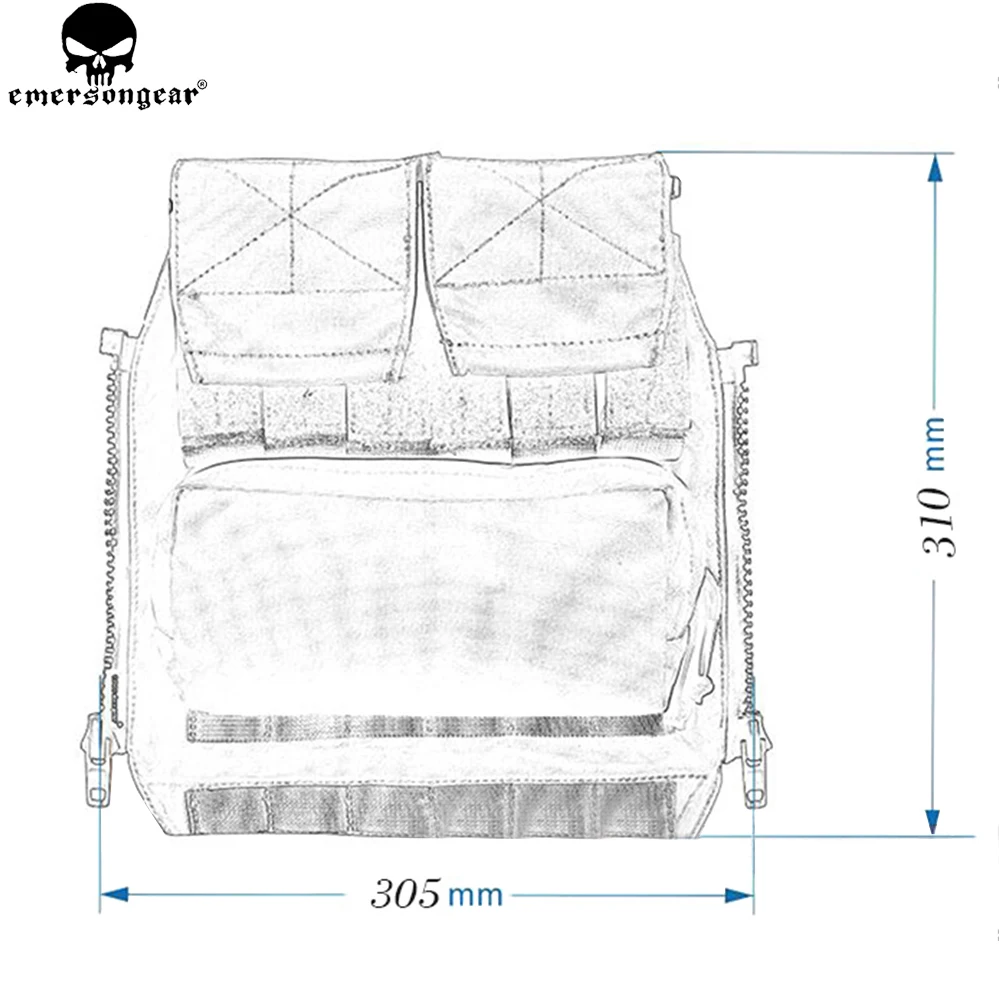 EMERSONGEAR рюкзак с молнией на панели для AVS JPC 2,0 CPC Жилет Охотничий страйкбол Пейнтбол боевой рюкзак мультикам черный EM9286