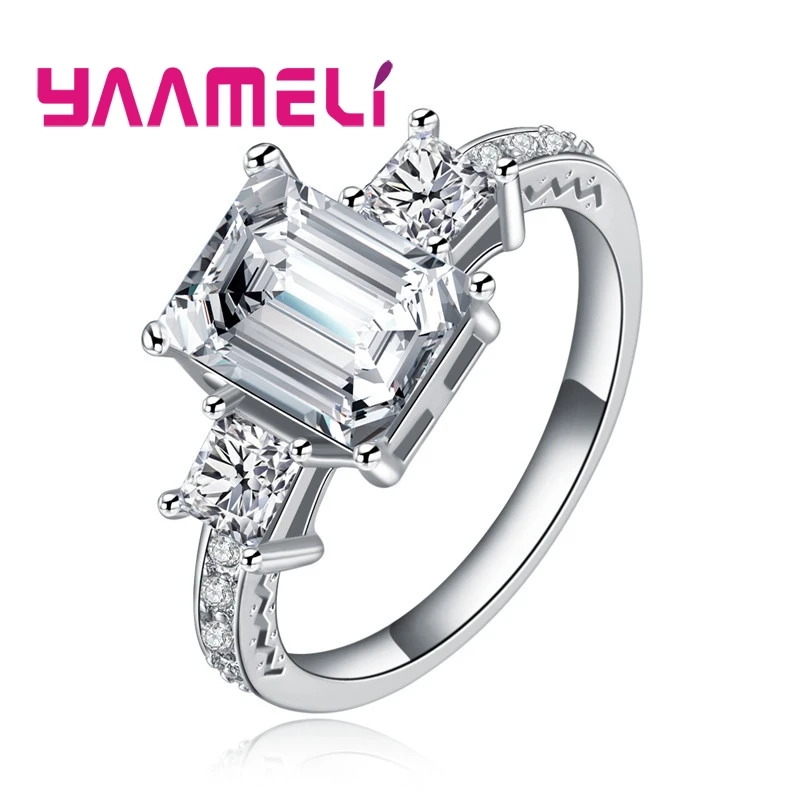 

High Quality Hot Sale 925 Sterling Silver Romantic Wedding Engagement Rings Cubic Zircon Best Valentine's Day Gift