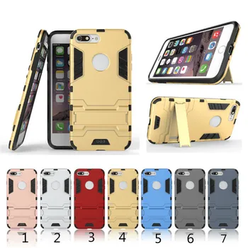 

50pcs/lot Hybrid 2 in 1 Hard PC +TPU Phone Back Case For iPhone 6 6G 7 7G Plus with Stand Flexible Armor