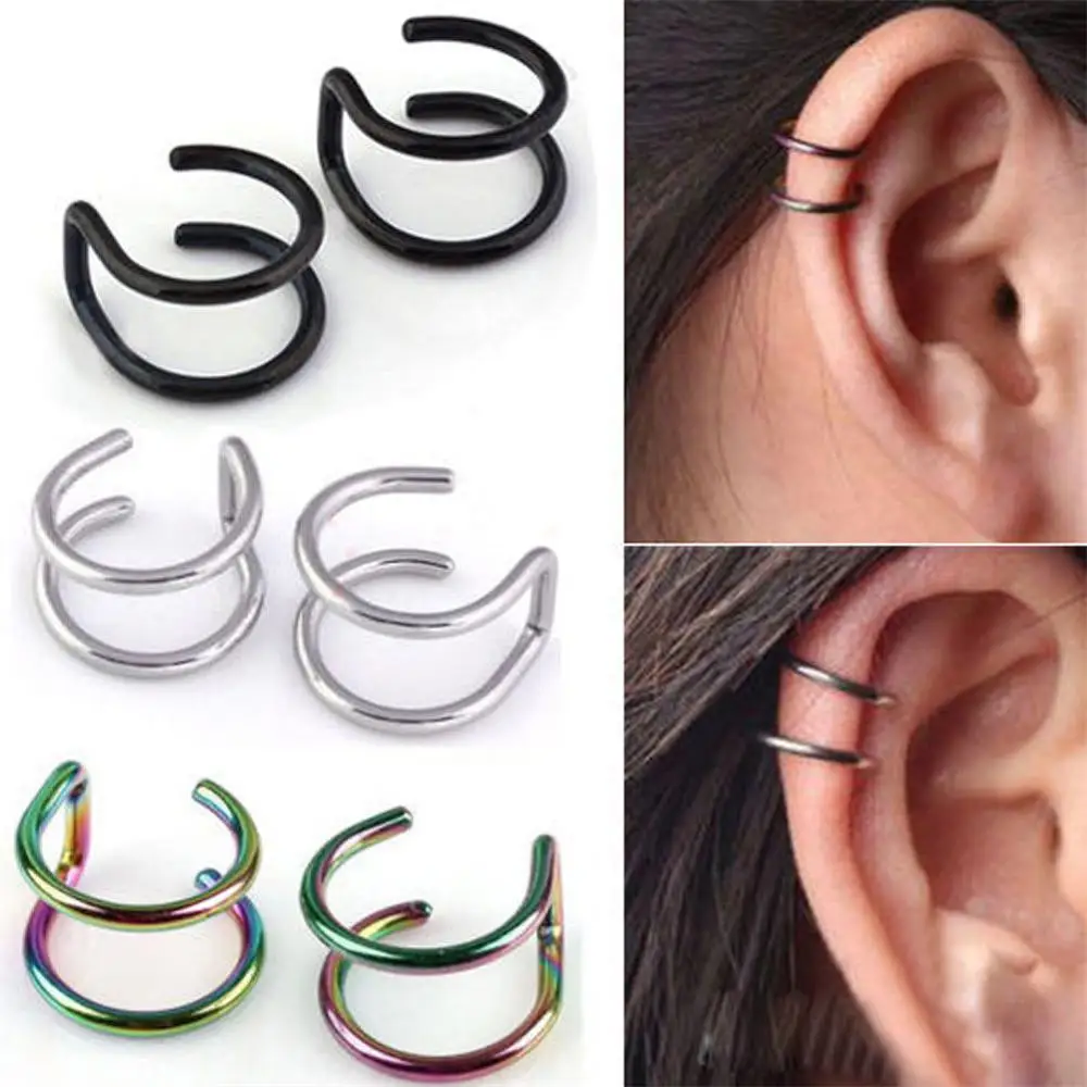 

1 Pair Ear Cuff Helix Cartilage Ear Ring Fake Clip On Cuff Wrap Upper Non Pierced Clip On Closure Ring Ear Cuff Body Jewelry