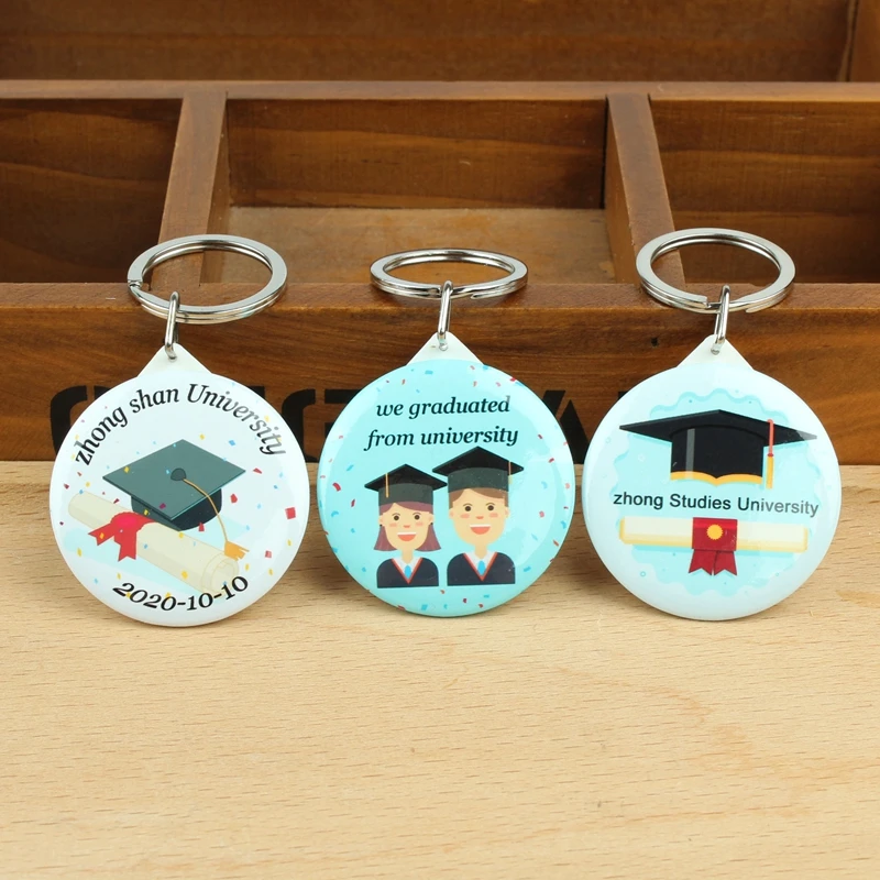 

Graduation Favor Gift Customized logo keychain with mirror Graduation Party for Class classmate and teachers souvenir gifts