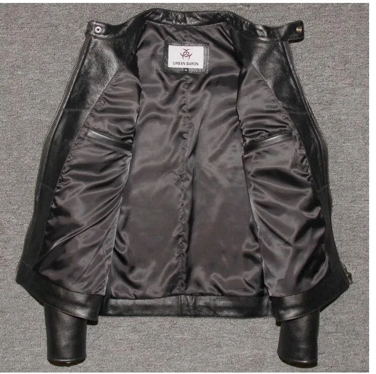 sheepskin jacket Free shipping.2018 new winter warm DHL Brand clothing men cow leather Jackets,men's genuine Leather biker jacket.motorcycle cowhide jacket mens