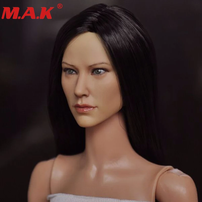 Масштаб 1/6 женская маленькая Лепка головы с длинными черными волосами для 12