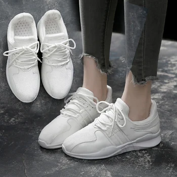 

Classic Women Sneakers Flats Air Mesh Cloth Lace Up Female Casual Shoes Zapatillas Deportivas Mujer Black White Shoes Size 35-40