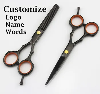 

Custom Single-Tailed 440c 5.5 inch black cutting barber makas thinning scisor cut hair scissor shears hairdressing scissors set