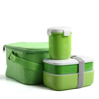 

Portable Double Layer School Office Ourdoor Bento Box With Water Bottle and Bag Plastic Sealed Retain Freshness Lunchbox FH09 23