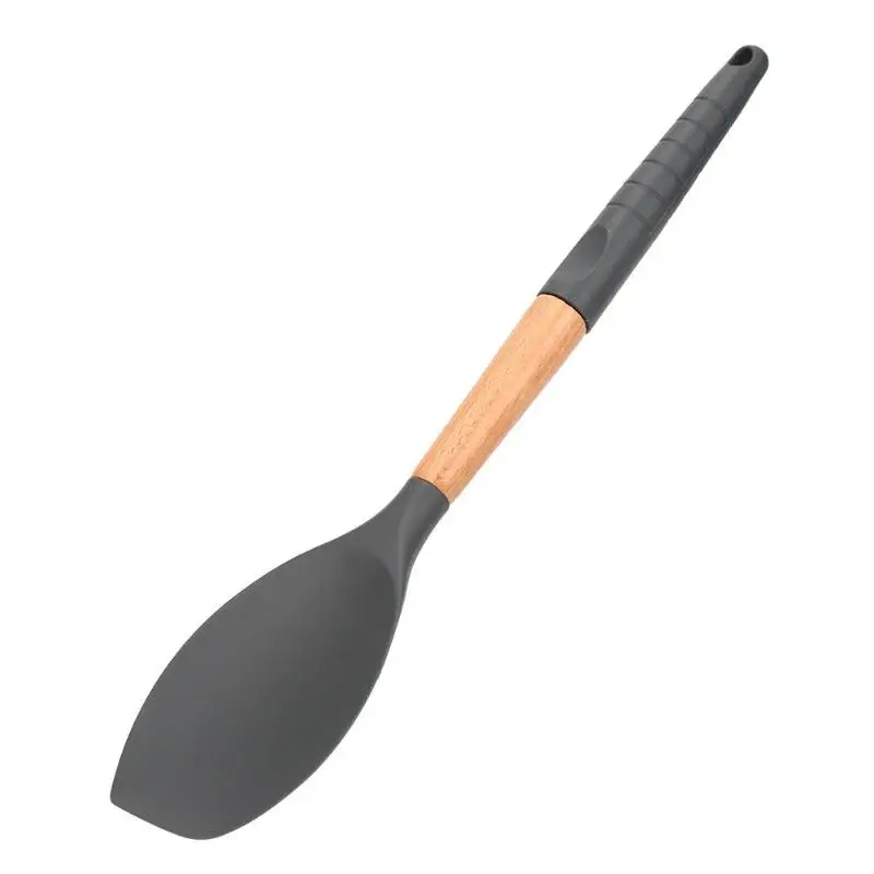 5 шт. силиконовые кухонные инструменты кухонные наборы ложка для супа лопатка антипригарная лопата с деревянной ручкой специальный термостойкий дизайн - Цвет: Оранжевый